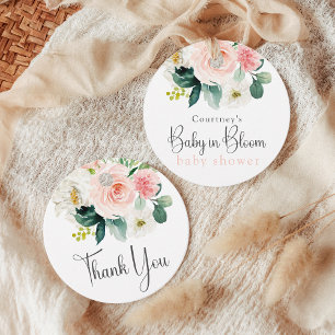 Blush Pink Baby in Bloom Floral Favor Tag