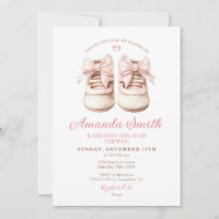 Blush Pink Baby Shoes Girl Bow Booties Baby Shower