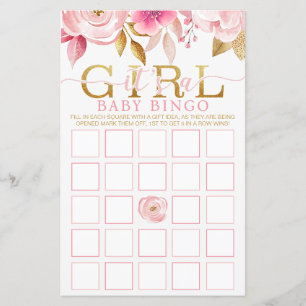 Blush Pink Baby Shower Bingo Game Card