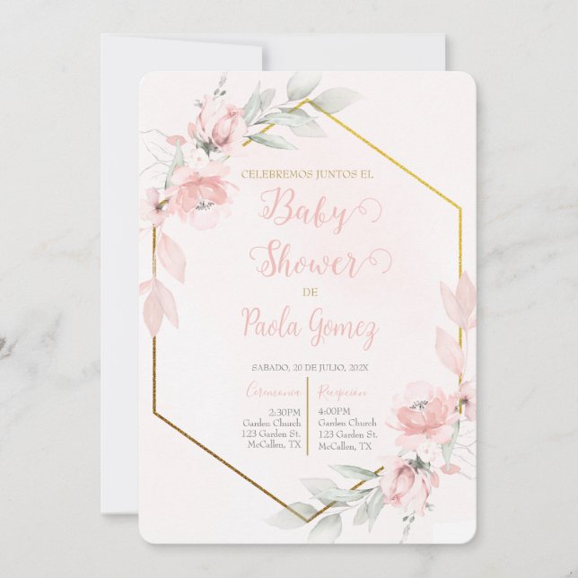 Blush Pink Baby Shower Girl Invitation (Front)