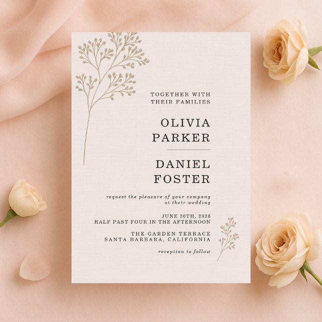 Blush Pink Baby's Breathe Wedding Invitation (Creator Uploaded)