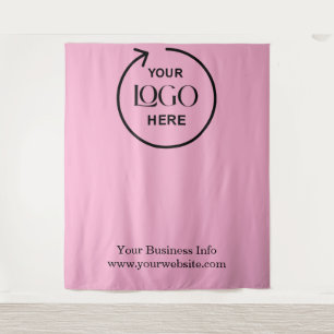 Blush Pink Backdrop – Custom Business Logo Tapestry