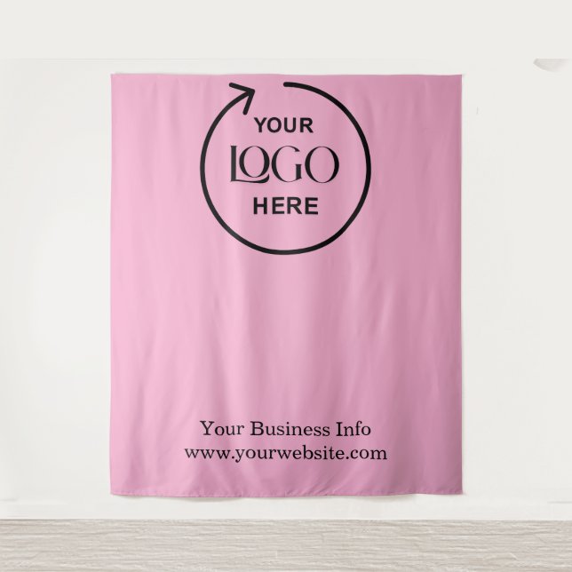 Blush Pink Backdrop – Custom Business Logo Tapestry (Front)