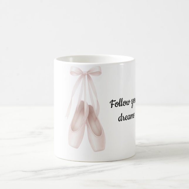 Blush Pink Ballet Slippers Bow Coffee Mug (Center)