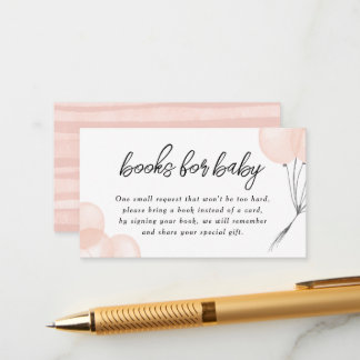 Blush Pink Balloons Baby Shower Book Request  Enclosure Card