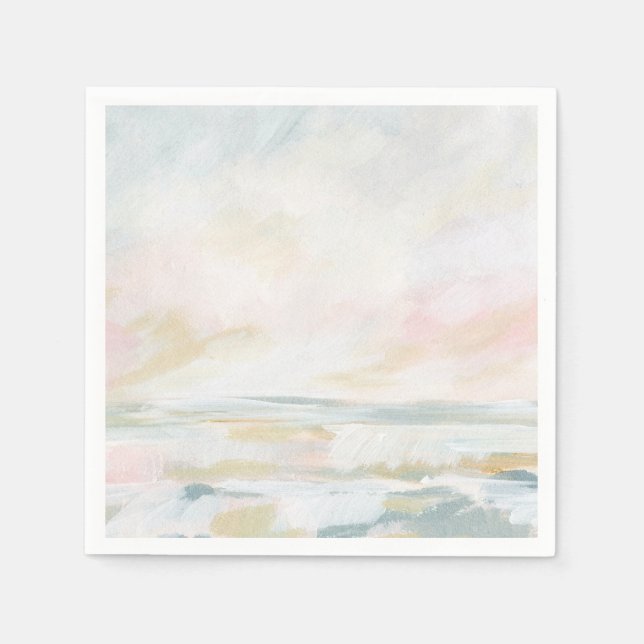 Blush Pink Beach Seascape Paper Napkin (Front)