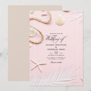 Blush Pink Beach Wedding Invitation