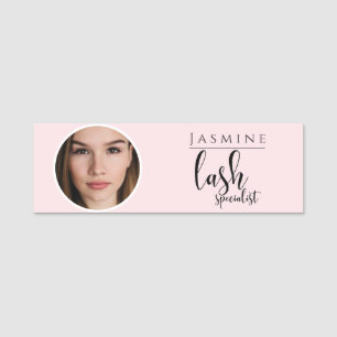 Blush Pink Beauty Professional Lash Specialist Name Tag