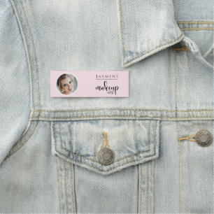 Blush Pink Beauty Professional MUA Photo  Name Tag