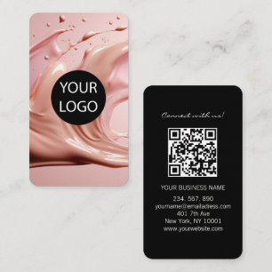 Blush Pink Beauty Salon Logo QR Code Business Card