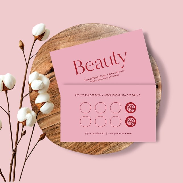 Blush Pink Beauty Service Loyalty Business Card (Creator Uploaded)