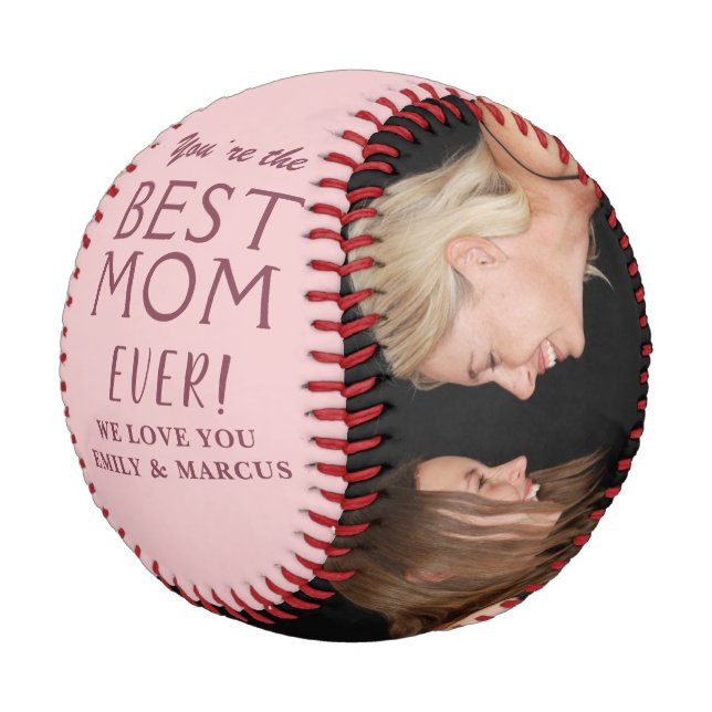 Blush Pink Best Mom Mother`s Day 2 Photo Baseball (Angled)