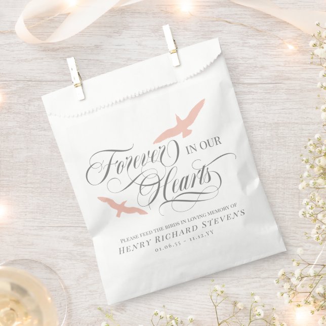 Blush Pink Birds Forever In Our Hearts Bird Seeds Favour Bag (Clipped)