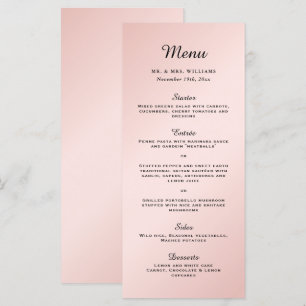 Blush Pink Black Elegant Modern Wedding Menu