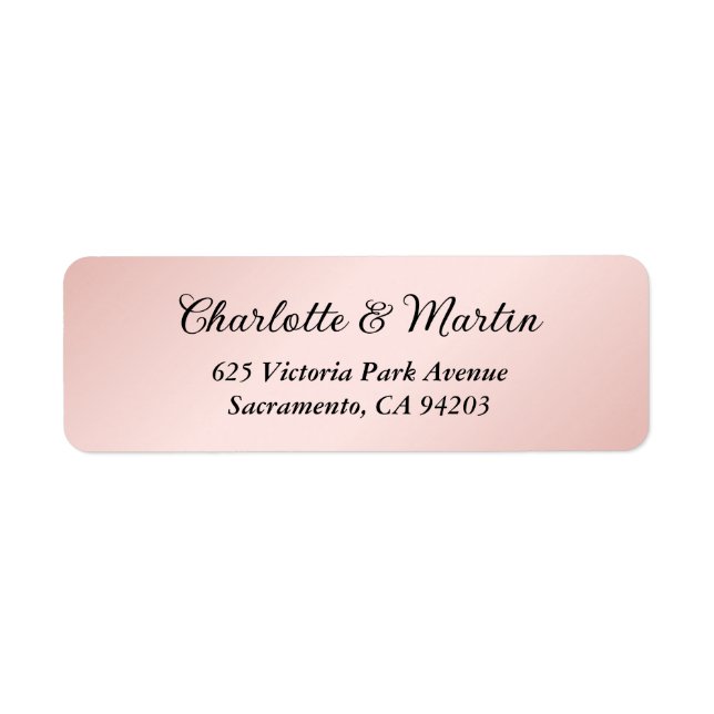 Blush Pink Black Elegant Wedding Adresse de retour (Devant)