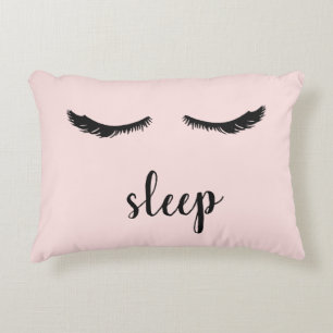 Blush Pink Black Eyelashes Decorative Pillow