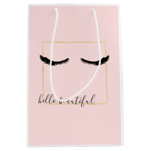 Blush Pink Black Gold Eyelashes Glam Medium Gift Bag