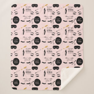 Blush Pink Black Gold Eyelashes Glam Sherpa Blanket