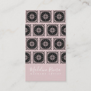 Blush Pink Black Mandala Yoga Macrame Business Card