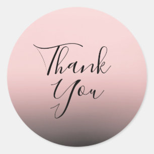 Blush Pink & Black Ombre Modern Chic Wedding Favou Classic Round Sticker