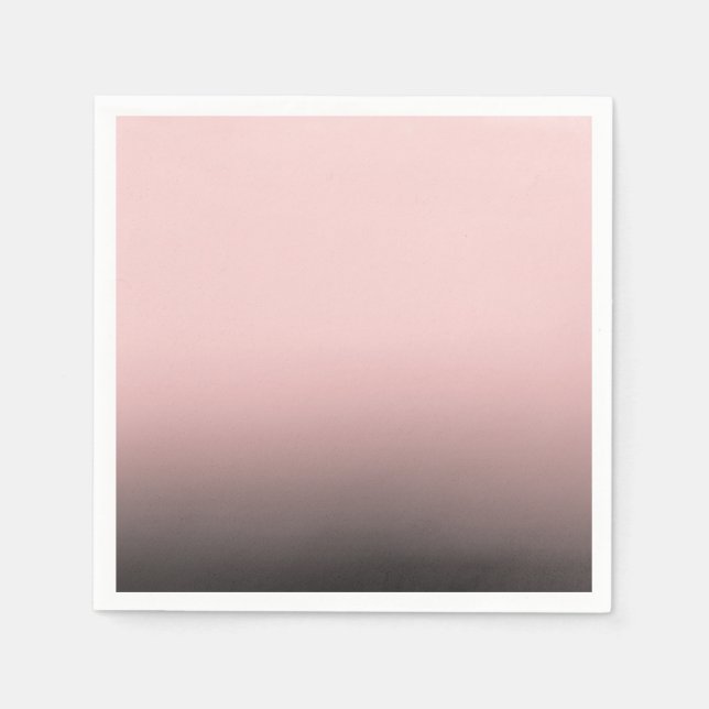 Blush Pink & Black Ombre Modern Chic Wedding Napkin (Front)