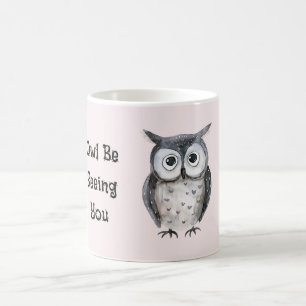 Blush Pink Black Owl Be Seeing You Coffee Mug