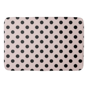 Blush Pink & Black Polka Dots Dot Bath Mat