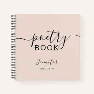 Blush Pink Black Script Your Name Poetry Notebook
