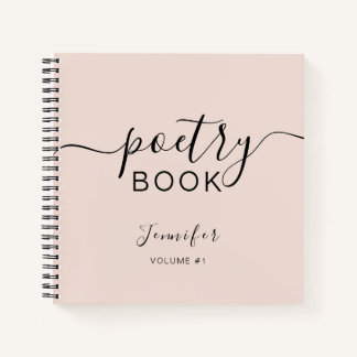 Blush Pink Black Script Your Name Poetry Notebook