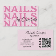Blush Pink Black Social Icon QR Code Nail Salon