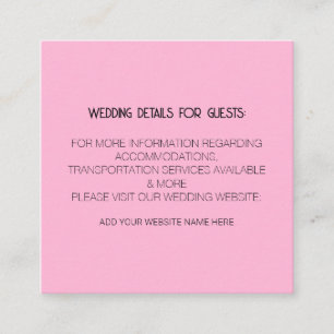 Blush Pink Black Wedding Details For Guests Classy Enclosure Card