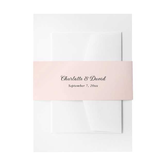 Blush Pink Black Wedding Invitation Belly Band (Front Example)