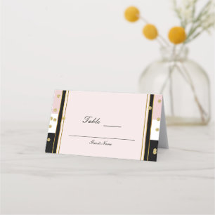 Blush Pink Black White & Gold Table Number Place Place Card