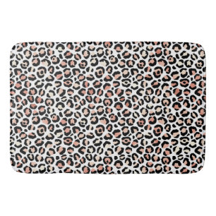 Blush Pink Black White Leopard Print Bath Mat