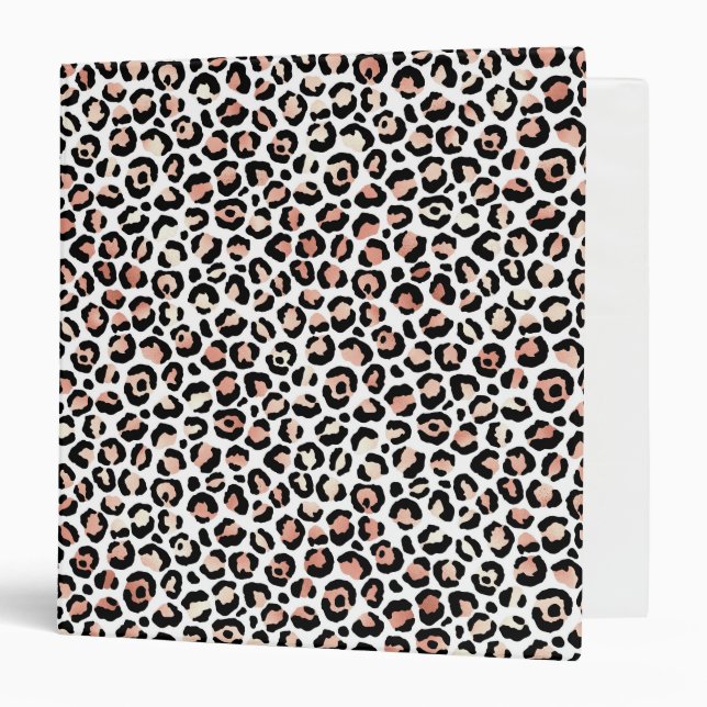 Blush Pink Black White Leopard Print   Binder (Front/Inside)