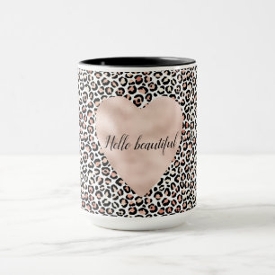 Blush Pink Black White Leopard Print Mug