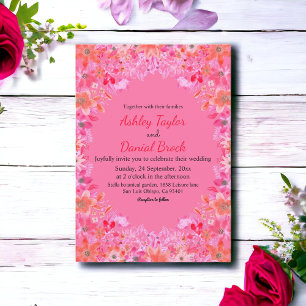 Blush Pink Bloom Roses Boho Country Floral Wedding Invitation