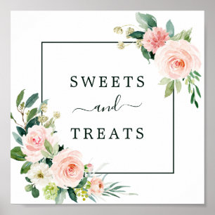 Blush Pink Bloom Sweets & Treats Dessert Table Poster