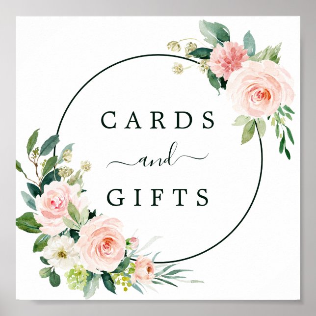 Blush Pink Bloom Wedding Cards & Gifts Sign (Front)