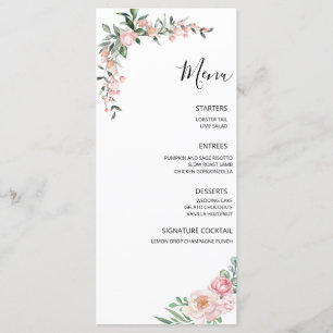 Blush Pink Bloom Wedding Menu