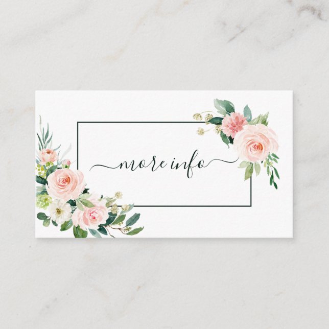 Blush Pink Bloom Wedding More Info Enclosure Card (Front)