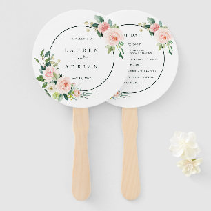 Blush Pink Bloom Wedding Program Hand Fan