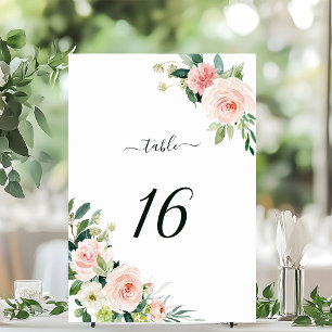 Blush Pink Bloom Wedding Table Number