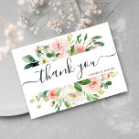 Blush Pink Bloom Wedding Thank You Card<br><div class="desc">This wedding thank you card features painted watercolor flowers in blush pink,  white,  and green foliage. For more advanced customization of this design,  Please click the "Customize further" link.  Matching items are also available.</div>