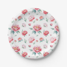 Blush Pink Blooming Peony Paper Plates