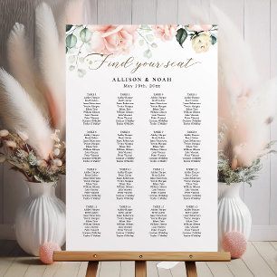 Blush Pink Blooms Wedding Seating Chart