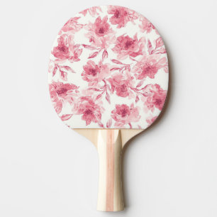 Blush Pink Blossoms Watercolor Painted Airy Floral Ping Pong Paddle