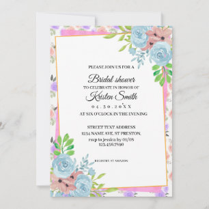 Blush Pink Blud Floral Bride shower Invitation