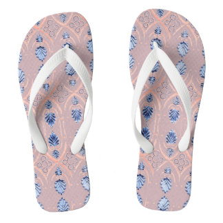 Blush pink & blue floral pattern flip flops