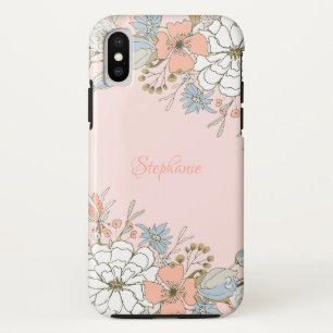 Blush Pink Blue Floral Personalized Case-Mate iPhone Case